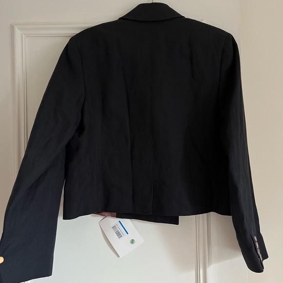 Paul Smith Women's Navy Linen Cropped Double-Breasted Blazer 42R 6 - Picture 8 of 12